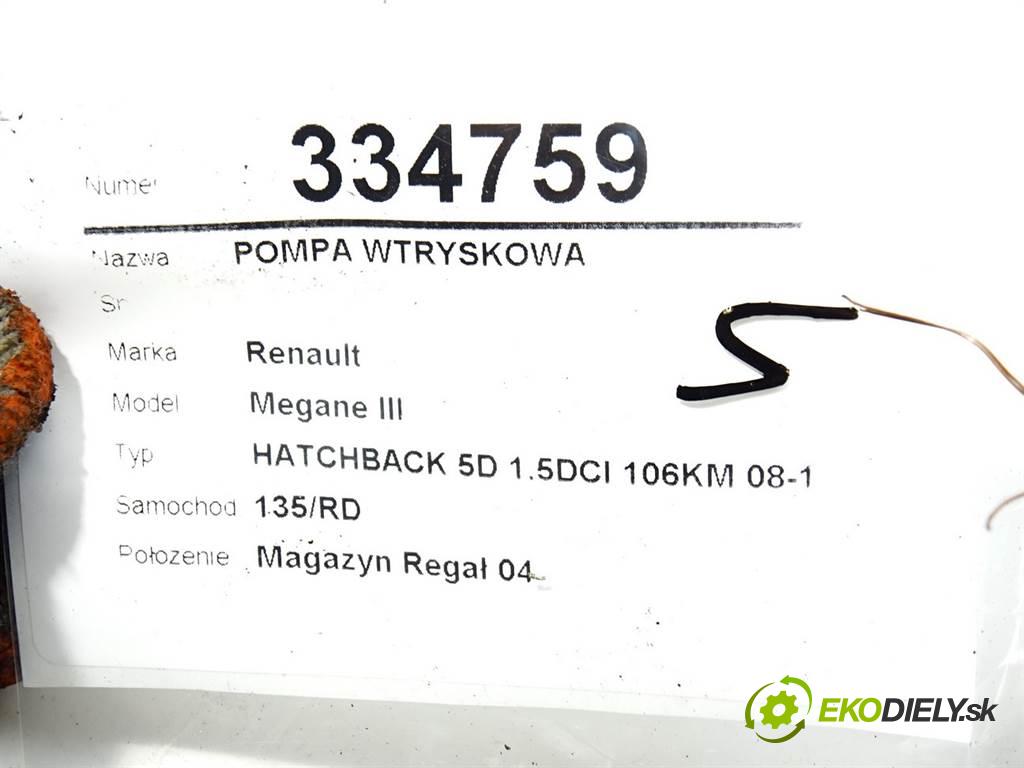 Renault Megane III  2009 78kW HATCHBACK 5D 1.5DCI 106KM 08-15 1500 Pumpa vstrekovacia A2C20000754 (Vstrekovacie čerpadlá)