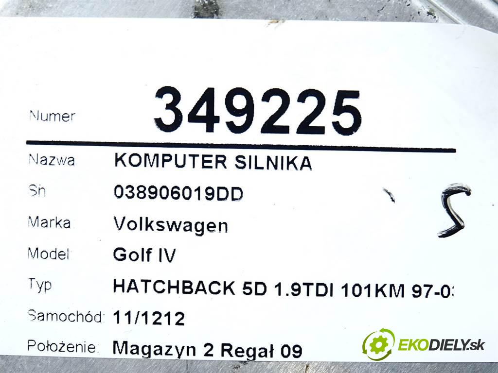 Volkswagen Golf IV  2002 74KW HATCHBACK 5D 1.9TDI 101KM 97-03 1900 riadiaca jednotka Motor 038906019DD (Riadiace jednotky)