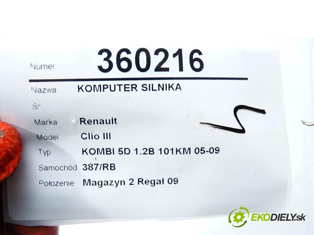 Renault Clio III  2008 100KM KOMBI 5D 1.2B 101KM 05-09 1200 riadiaca jednotka Motor 8200783095 (Riadiace jednotky)