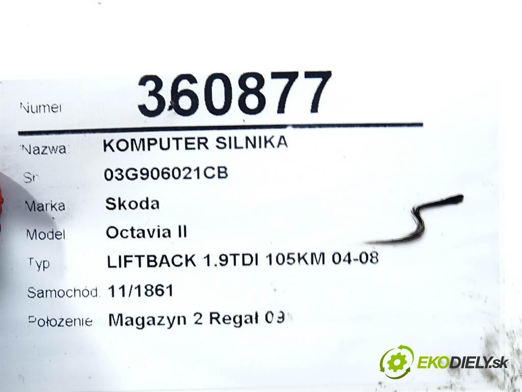 Skoda Octavia II  2006 77 kW LIFTBACK 1.9TDI 105KM 04-08 1900 riadiaca jednotka Motor 03G906021CB (Riadiace jednotky)