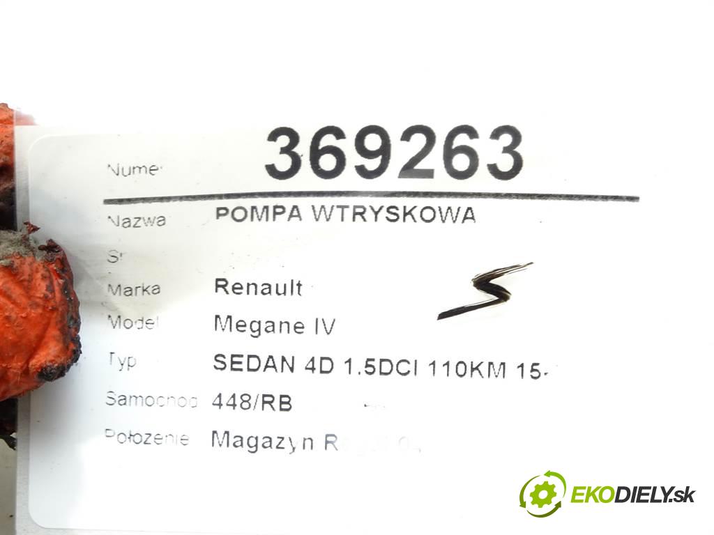 Renault Megane IV  2017  SEDAN 4D 1.5DCI 110KM 15- 1500 Pumpa vstrekovacia 167003669R (Vstrekovacie čerpadlá)