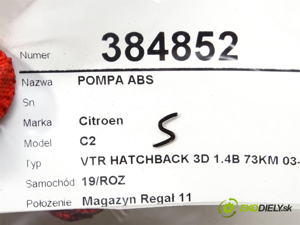 Citroen C2  2004 54 kW VTR HATCHBACK 3D 1.4B 73KM 03-09 1400 Pumpa ABS 9649029080 (Pumpy ABS)