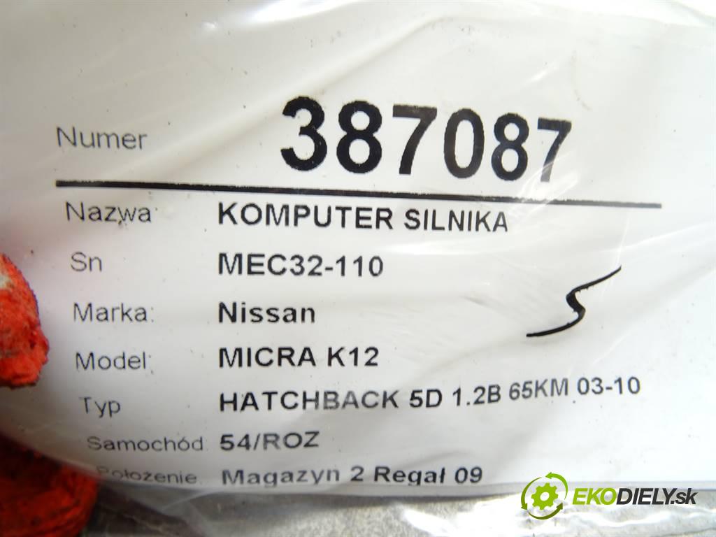 Nissan MICRA K12  2005 48 kW HATCHBACK 5D 1.2B 65KM 03-10 1200 riadiaca jednotka Motor MEC32-110 (Riadiace jednotky)