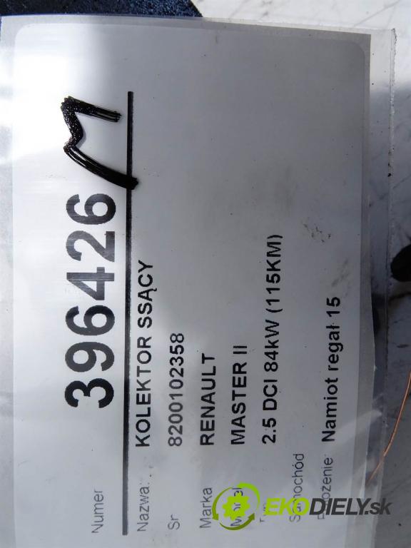 RENAULT MASTER II    2.5 DCI 84kW (115KM)  Potrubie sacie, sanie 8200102358 (Sacie potrubia)