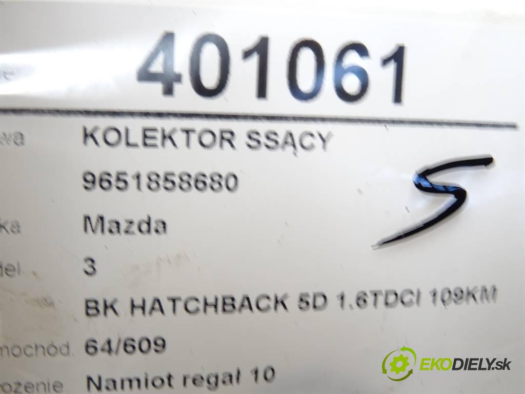 Mazda 3  2005 80 kW BK HATCHBACK 5D 1.6TDCI 109KM 03-09 1600 Potrubie sacie, sanie 9651858680 (Sacie potrubia)