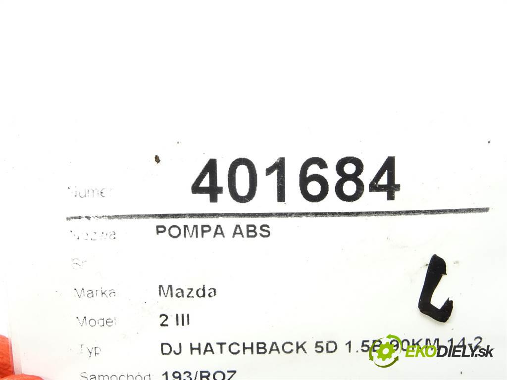 Mazda 2 III  2019 66 kW DJ HATCHBACK 5D 1.5B 90KM 14-20 1500 Pumpa ABS DG7R437A0 (Pumpy ABS)