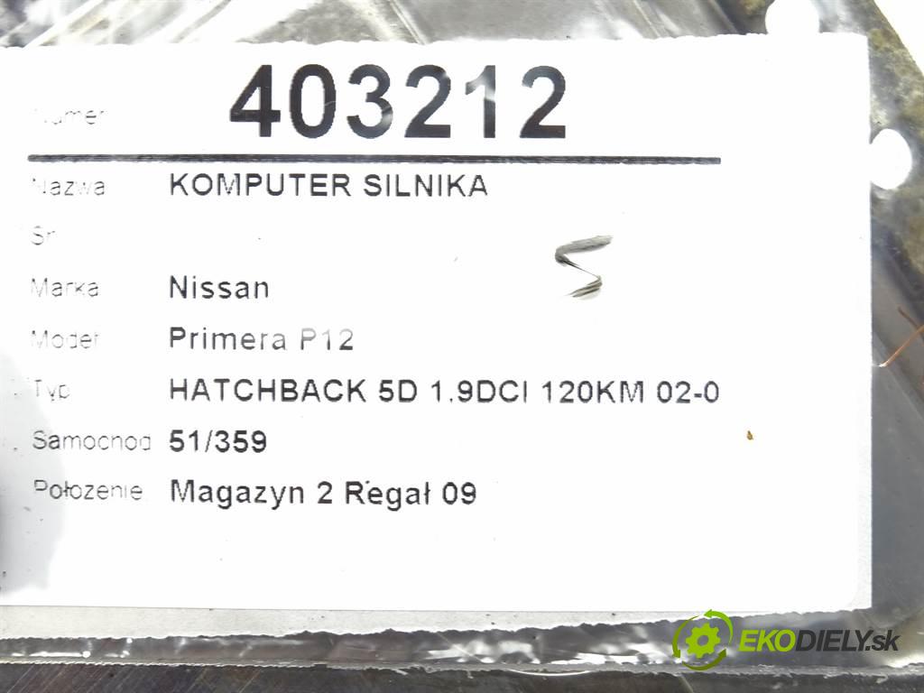 NISSAN PRIMERA Hatchback (P12) 2002 - 2022    1.9 dCi 88 kW [120 KM] olej napędowy 2003 - 2007  riadiaca jednotka Motor 0281011646 (Riadiace jednotky)