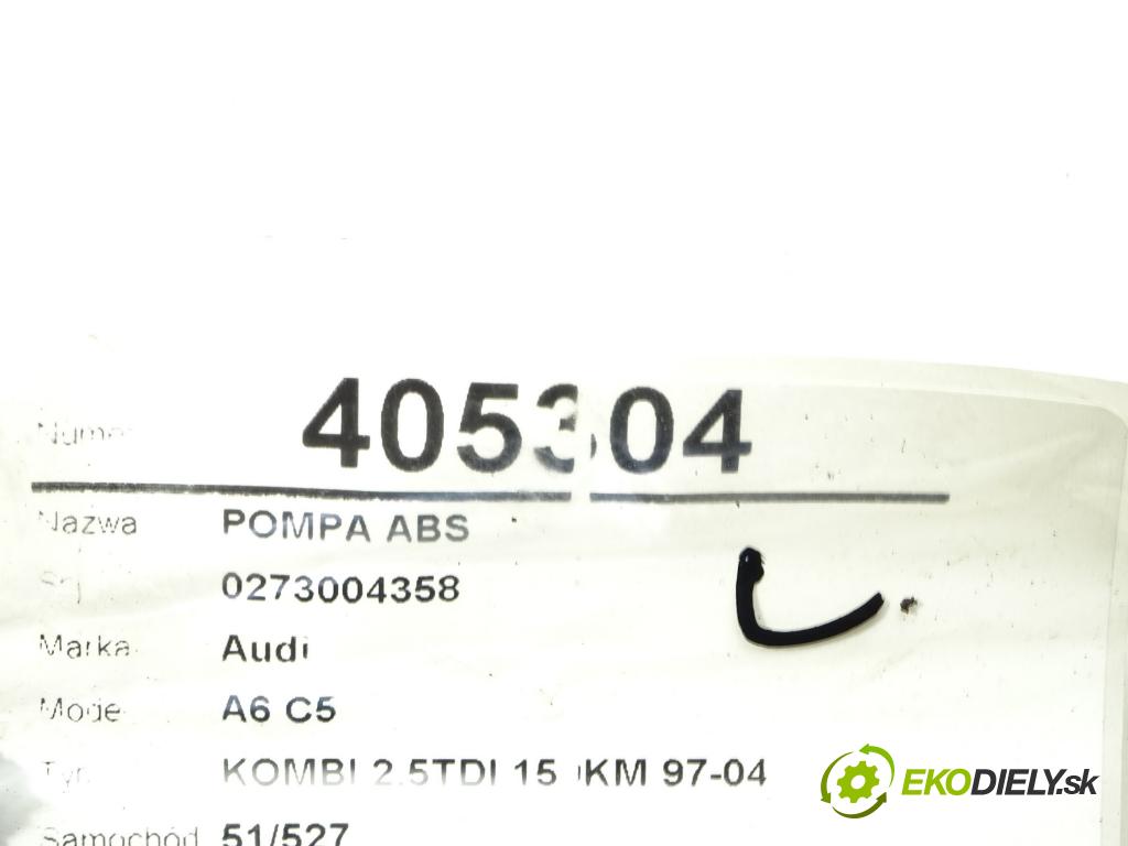 AUDI A6 C5 Avant (4B5) 1997 - 2005    2.5 TDI 110 kW [150 KM] olej napędowy 1997 - 2005  Pumpa ABS 0273004358 (Pumpy ABS)