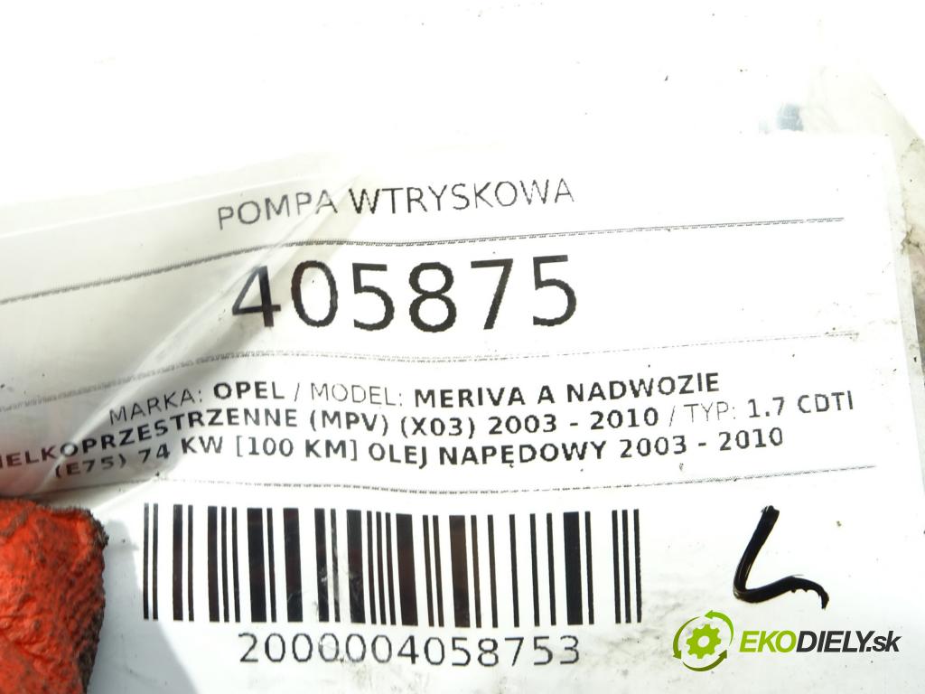 OPEL MERIVA A nadwozie wielkoprzestrzenne (MPV) (X03) 2003 - 2010    1.7 CDTI (E75) 74 kW [100 KM] olej napędowy 2003 -  Pumpa vstrekovacia 8973138622 (Vstrekovacie čerpadlá)