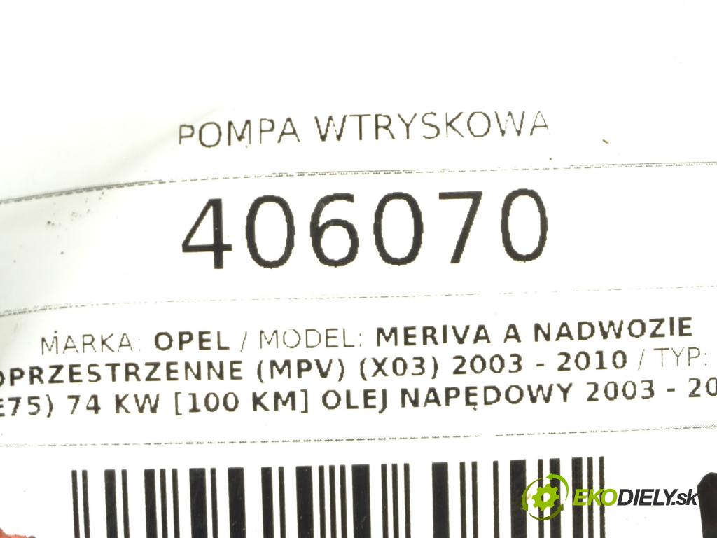 OPEL MERIVA A nadwozie wielkoprzestrzenne (MPV) (X03) 2003 - 2010    1.7 CDTI (E75) 74 kW [100 KM] olej napędowy 2003 -  Pumpa vstrekovacia 8973138622 (Vstrekovacie čerpadlá)