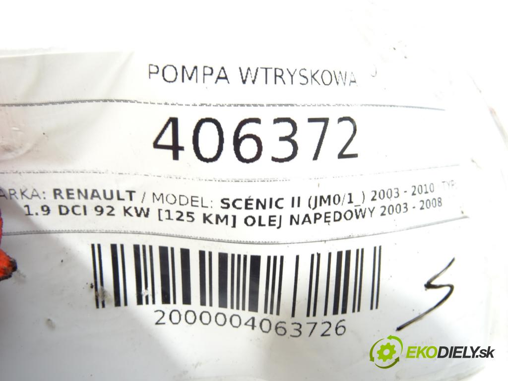 RENAULT SCÉNIC II (JM0/1_) 2003 - 2010    1.9 dCi 92 kW [125 KM] olej napędowy 2003 - 2008  Pumpa vstrekovacia 8200108225 (Vstrekovacie čerpadlá)