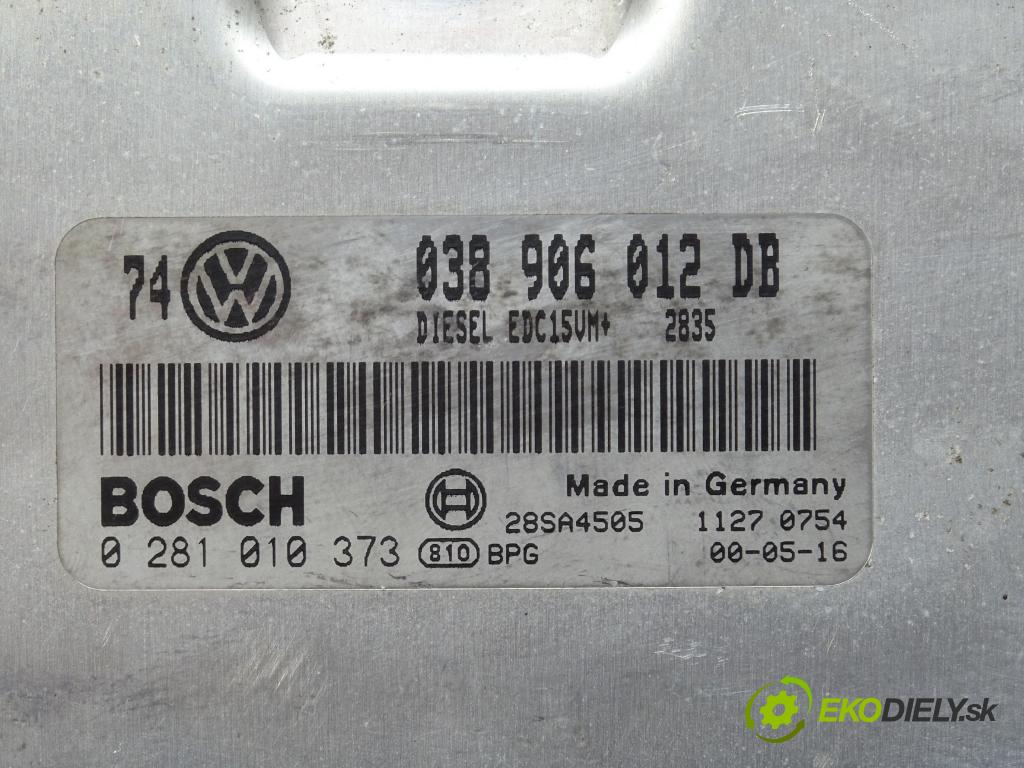 VW BORA I (1J2) 1998 - 2013    1.9 SDI 50 kW [68 KM] olej napędowy 1998 - 2005  riadiaca jednotka Motor 038906012DB (Riadiace jednotky)