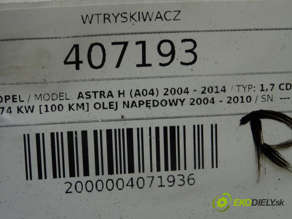 OPEL ASTRA H (A04) 2004 - 2014    1.7 CDTI (L48) 74 kW [100 KM] olej napędowy 2004 -  vstrekovač 0445110175 (Vstrekovače)