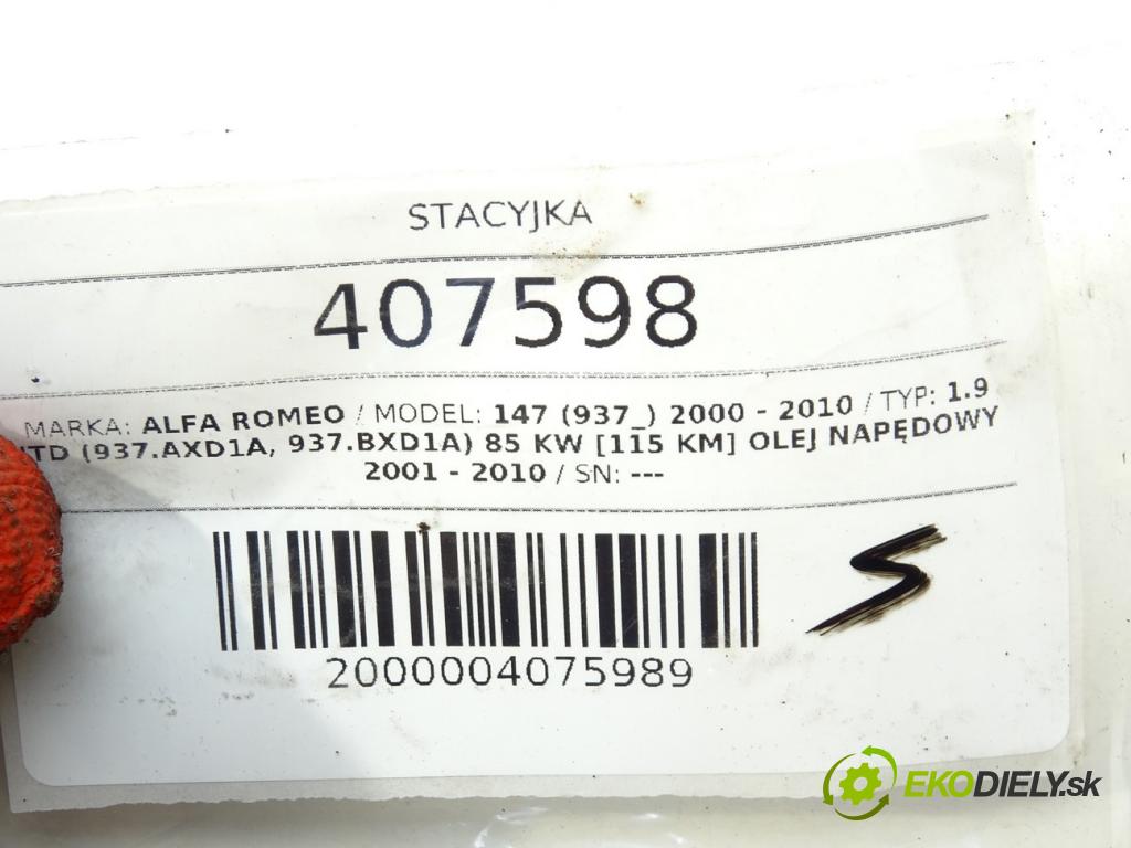 ALFA ROMEO 147 (937_) 2000 - 2010    1.9 JTD (937.AXD1A, 937.BXD1A) 85 kW [115 KM] olej  spinačka  (Spínacie skrinky a kľúče)