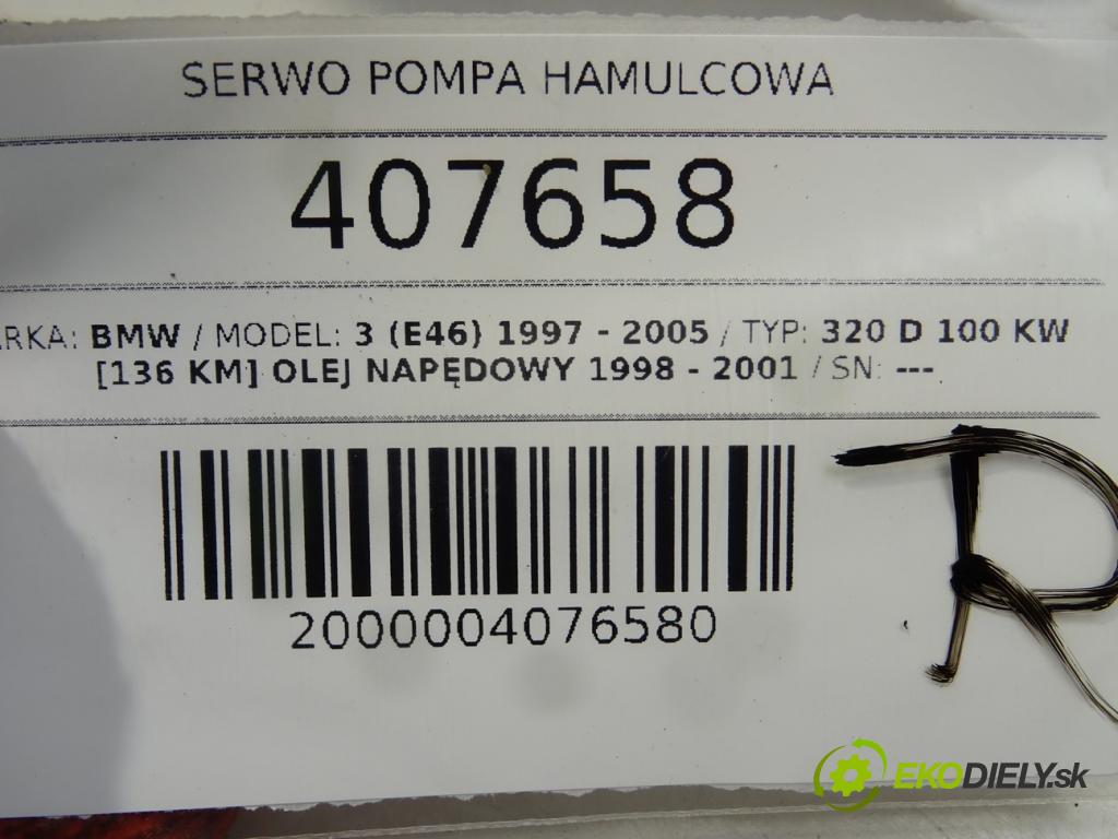 BMW 3 (E46) 1997 - 2005    320 d 100 kW [136 KM] olej napędowy 1998 - 2001  Posilovač Pumpa brzdová 6753008B (Posilňovače bŕzd)