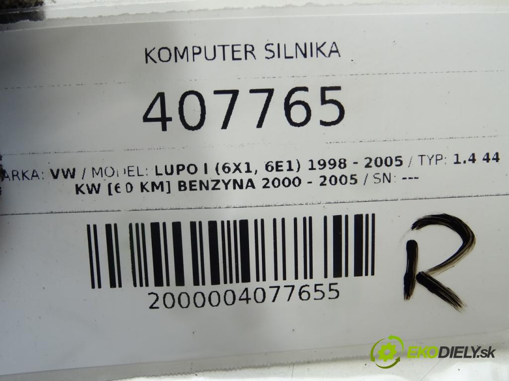 VW LUPO I (6X1, 6E1) 1998 - 2005    1.4 44 kW [60 KM] benzyna 2000 - 2005  riadiaca jednotka Motor 036906034AQ (Riadiace jednotky)