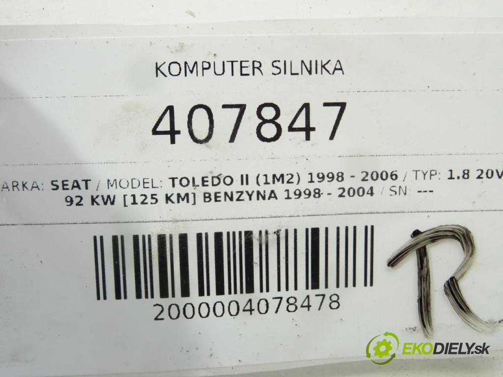 SEAT TOLEDO II (1M2) 1998 - 2006    1.8 20V 92 kW [125 KM] benzyna 1998 - 2004  riadiaca jednotka Motor 06A906018GD (Riadiace jednotky)