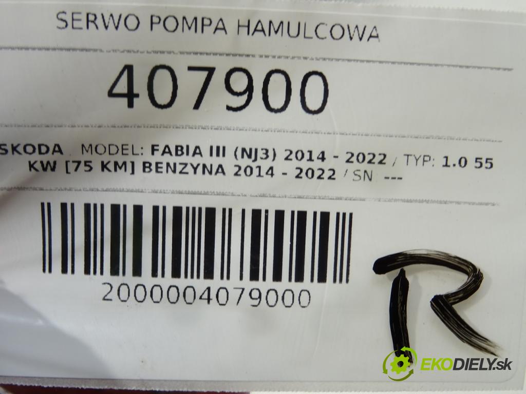 SKODA FABIA III (NJ3) 2014 - 2022    1.0 55 kW [75 KM] benzyna 2014 - 2022  Posilovač Pumpa brzdová 6C1614105L (Posilňovače bŕzd)