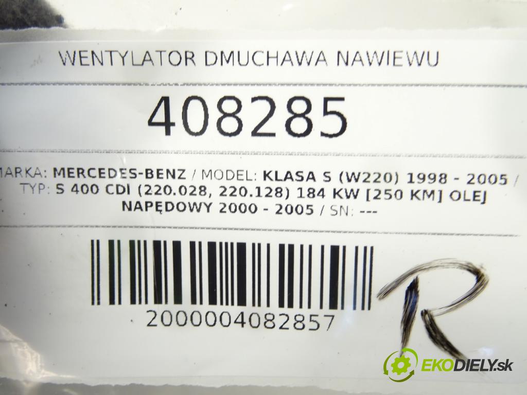MERCEDES-BENZ KLASA S (W220) 1998 - 2005    S 400 CDI (220.028, 220.128) 184 kW [250 KM] olej   Ventilátor ventilátor kúrenia 50261 (Ventilátory kúrenia)
