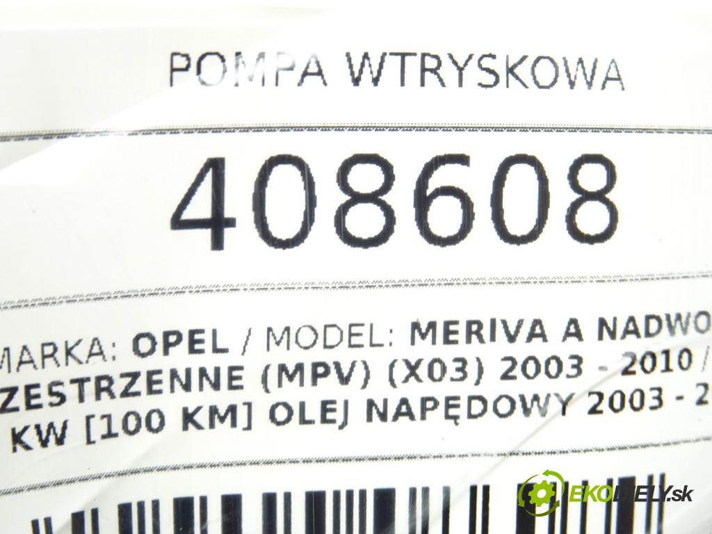 OPEL MERIVA A nadwozie wielkoprzestrzenne (MPV) (X03) 2003 - 2010    1.7 CDTI (E75) 74 kW [100 KM] olej napędowy 2003 -  Pumpa vstrekovacia 8-97313862-2 (Vstrekovacie čerpadlá)