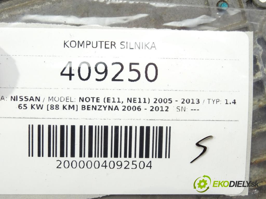 NISSAN NOTE (E11, NE11) 2005 - 2013    1.4 65 kW [88 KM] benzyna 2006 - 2012  riadiaca jednotka Motor MEC37-680 (Riadiace jednotky)