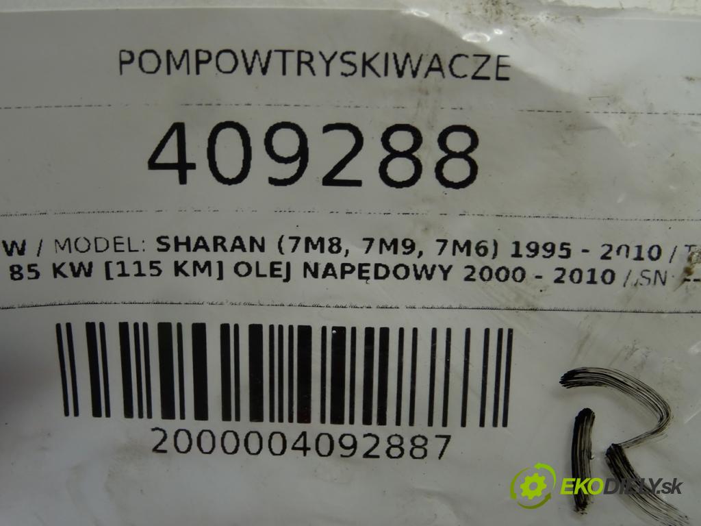 VW SHARAN (7M8, 7M9, 7M6) 1995 - 2010    1.9 TDI 85 kW [115 KM] olej napędowy 2000 - 2010  vstrekovače 0414720038 (Vstrekovače)