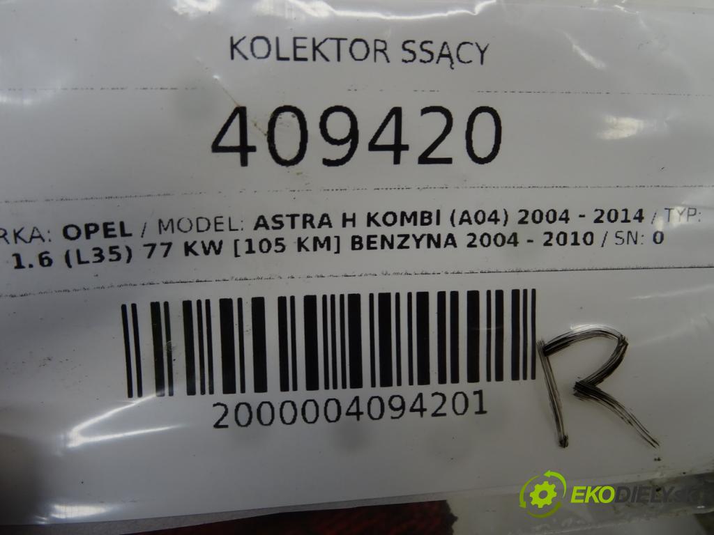 OPEL ASTRA H Kombi (A04) 2004 - 2014    1.6 (L35) 77 kW [105 KM] benzyna 2004 - 2010  Potrubie sacie, sanie 24435069 (Sacie potrubia)