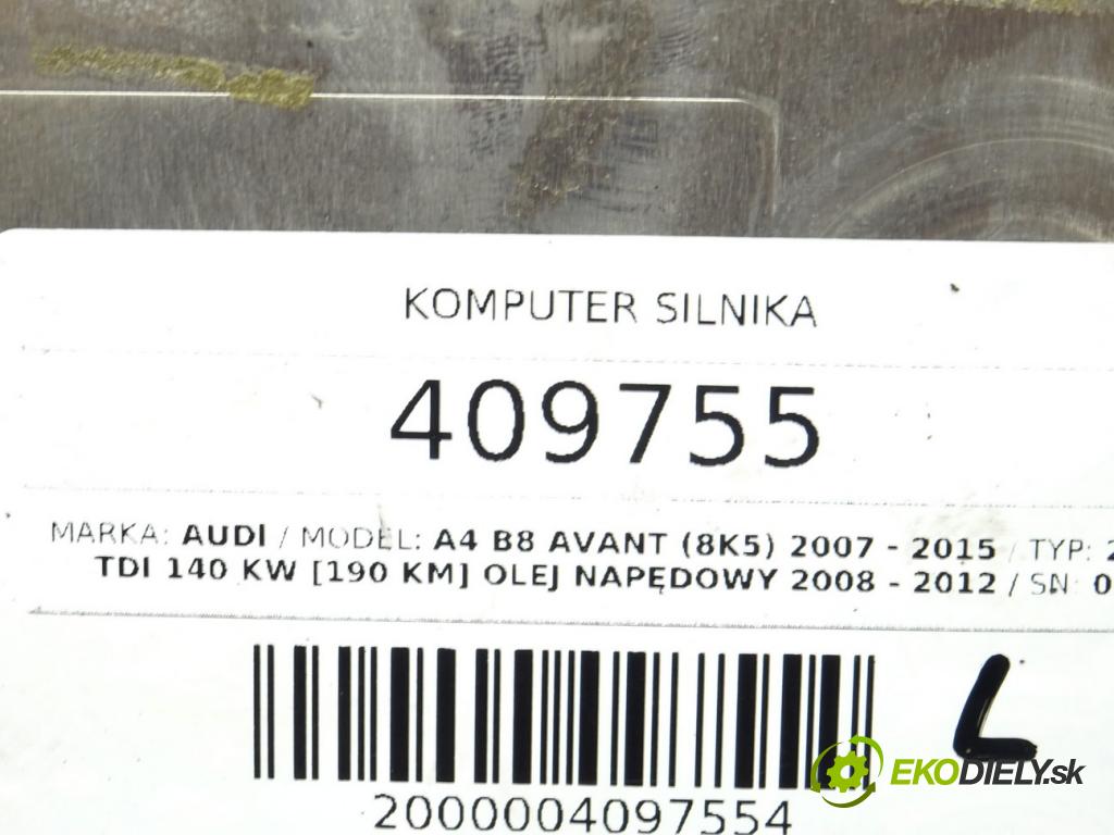 AUDI A4 B8 Avant (8K5) 2007 - 2015    2.7 TDI 140 kW [190 KM] olej napędowy 2008 - 2012  riadiaca jednotka Motor 8K1907401A (Riadiace jednotky)