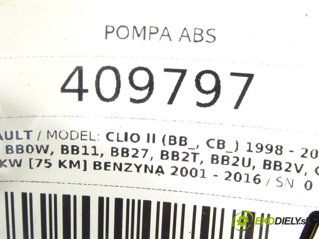 RENAULT CLIO II (BB_, CB_) 1998 - 2016    1.2 16V (BB05, BB0W, BB11, BB27, BB2T, BB2U, BB2V,  Pumpa ABS 0273004621 (Pumpy ABS)