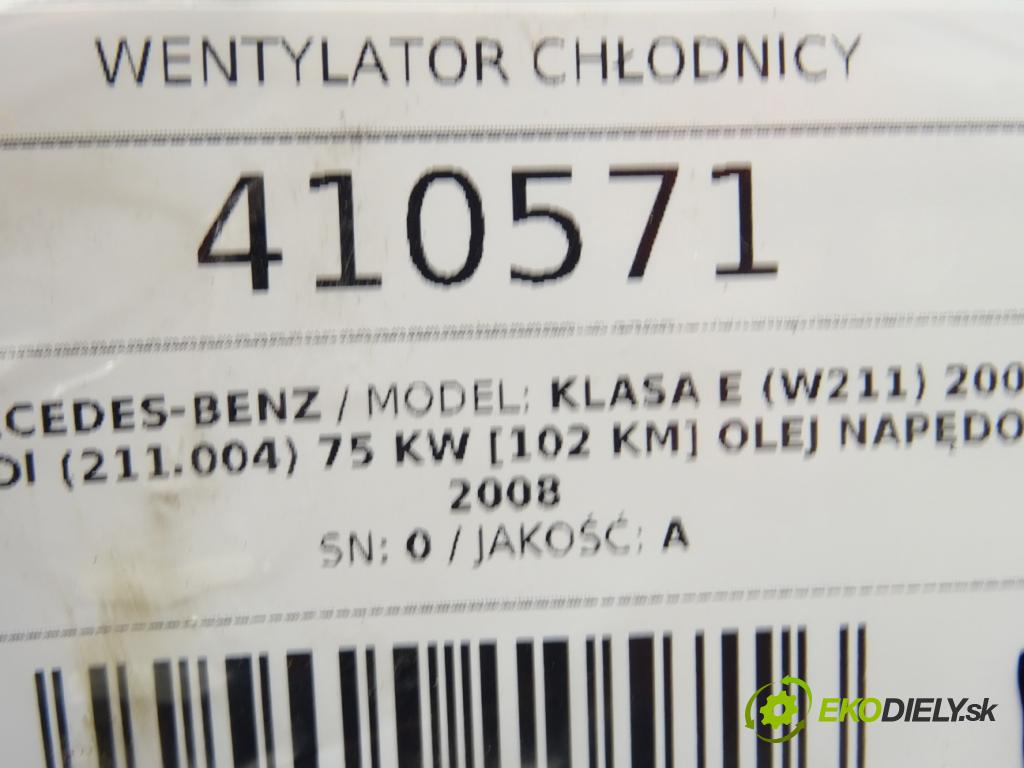 MERCEDES-BENZ KLASA E (W211) 2002 - 2009    E 200 CDI (211.004) 75 kW [102 KM] olej napędowy 2  Ventilátor chladiča 1137328109 (Ventilátory)