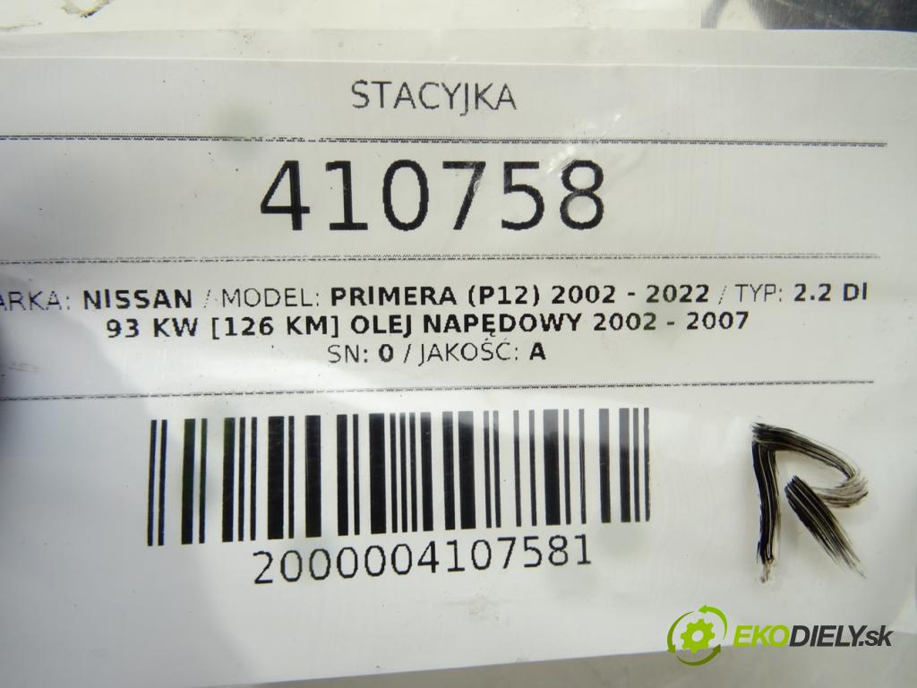 NISSAN PRIMERA (P12) 2002 - 2022    2.2 Di 93 kW [126 KM] olej napędowy 2002 - 2007  spinačka  (Spínacie skrinky a kľúče)