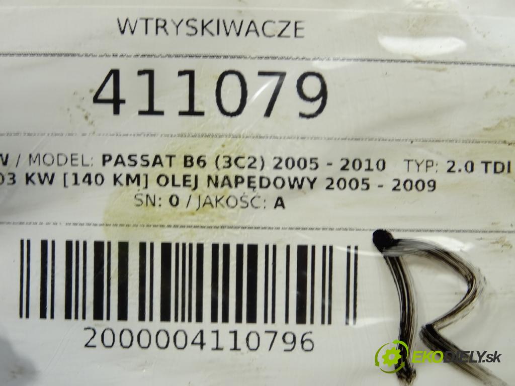 VW PASSAT B6 (3C2) 2005 - 2010    2.0 TDI 103 kW [140 KM] olej napędowy 2005 - 2009  vstrekovače 0 (Vstrekovače)