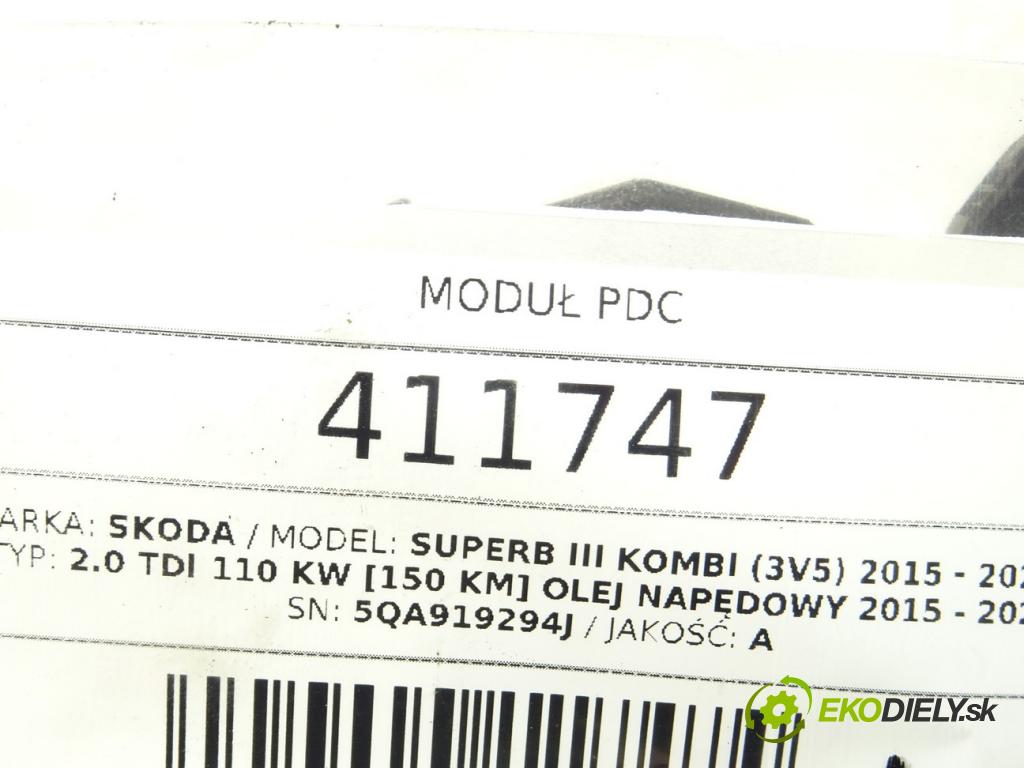 SKODA SUPERB III Kombi (3V5) 2015 - 2022    2.0 TDI 110 kW [150 KM] olej napędowy 2015 - 2022  Modul PDC 5QA919294J (Ostatné)