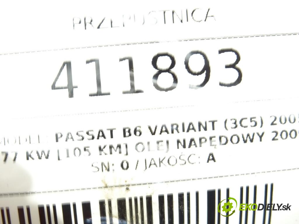 VW PASSAT B6 Variant (3C5) 2005 - 2011    1.6 TDI 77 kW [105 KM] olej napędowy 2009 - 2010  Škrtiaca klapka  (Škrtiace klapky)