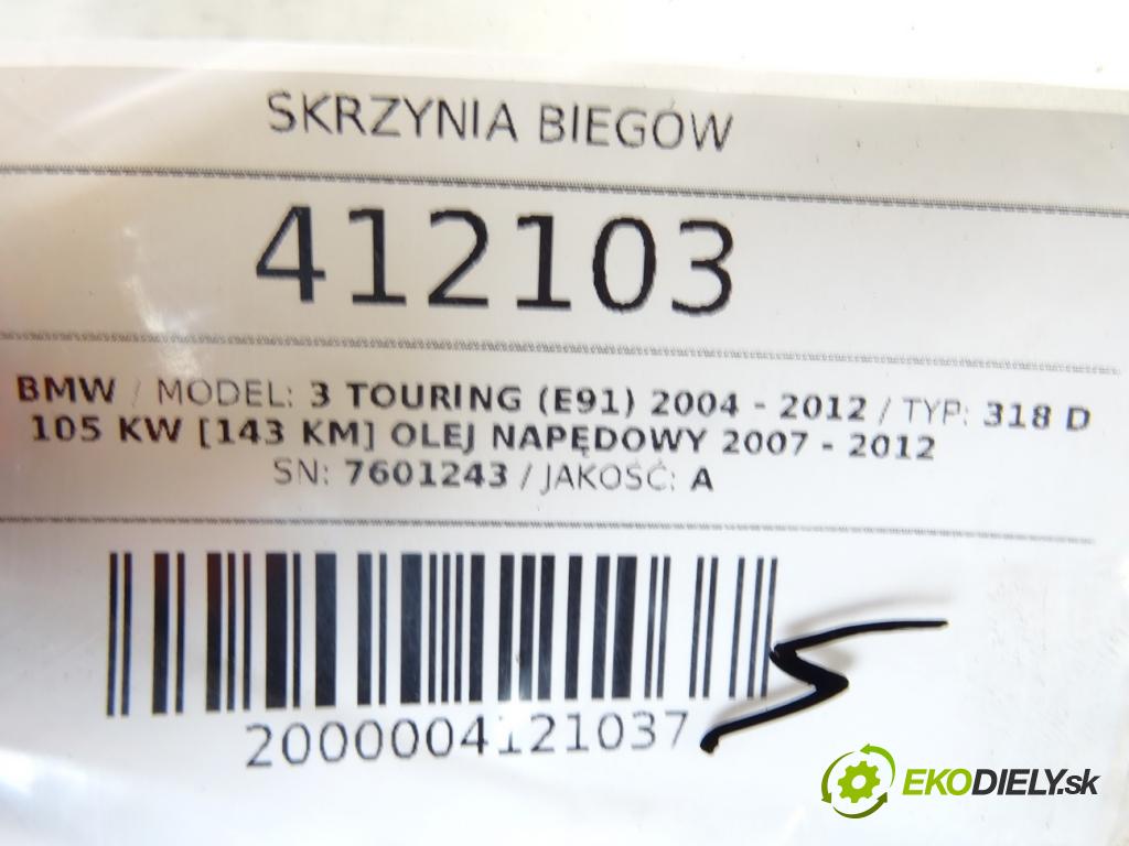 BMW 3 Touring (E91) 2004 - 2012    318 d 105 kW [143 KM] olej napędowy 2007 - 2012  Prevodovka 7601243 (Prevodovky)