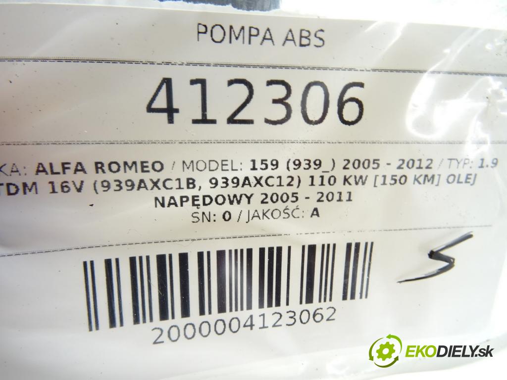 ALFA ROMEO 159 (939_) 2005 - 2012    1.9 JTDM 16V (939AXC1B, 939AXC12) 110 kW [150 KM]   Pumpa ABS 54084905A (Pumpy ABS)