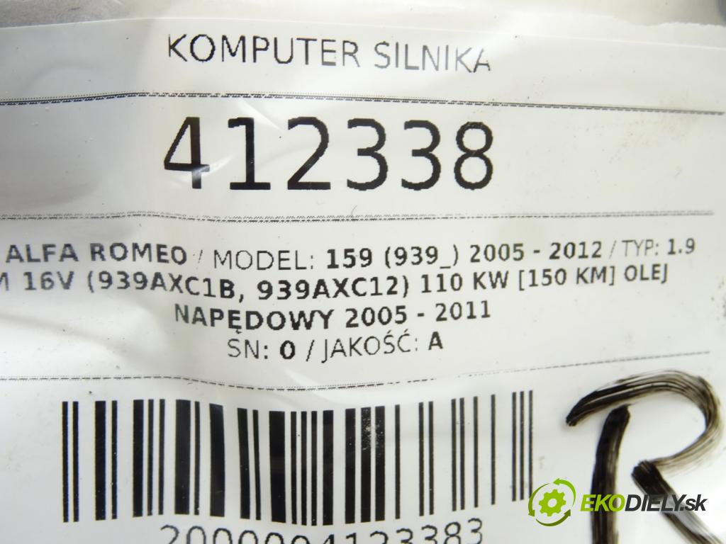 ALFA ROMEO 159 (939_) 2005 - 2012    1.9 JTDM 16V (939AXC1B, 939AXC12) 110 kW [150 KM]   riadiaca jednotka Motor 51812906 (Riadiace jednotky)