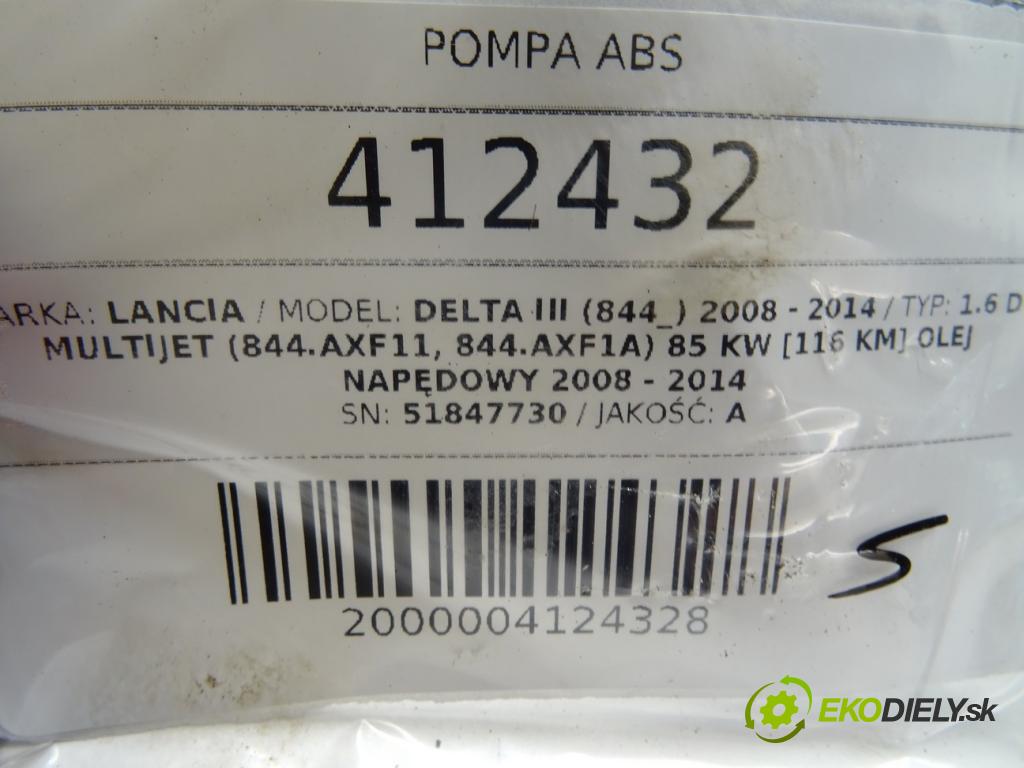 LANCIA DELTA III (844_) 2008 - 2014    1.6 D Multijet (844.AXF11, 844.AXF1A) 85 kW [116 K  Pumpa ABS 51847730 (Pumpy ABS)