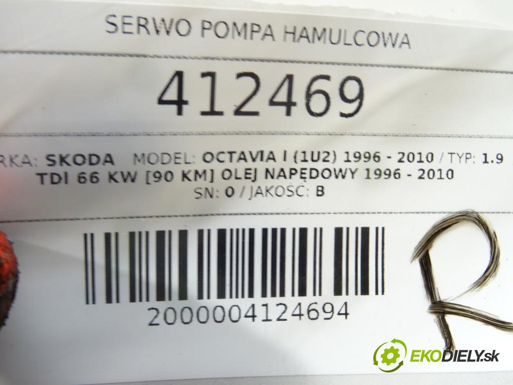 SKODA OCTAVIA I (1U2) 1996 - 2010    1.9 TDI 66 kW [90 KM] olej napędowy 1996 - 2010  Posilovač Pumpa brzdová  (Posilňovače bŕzd)