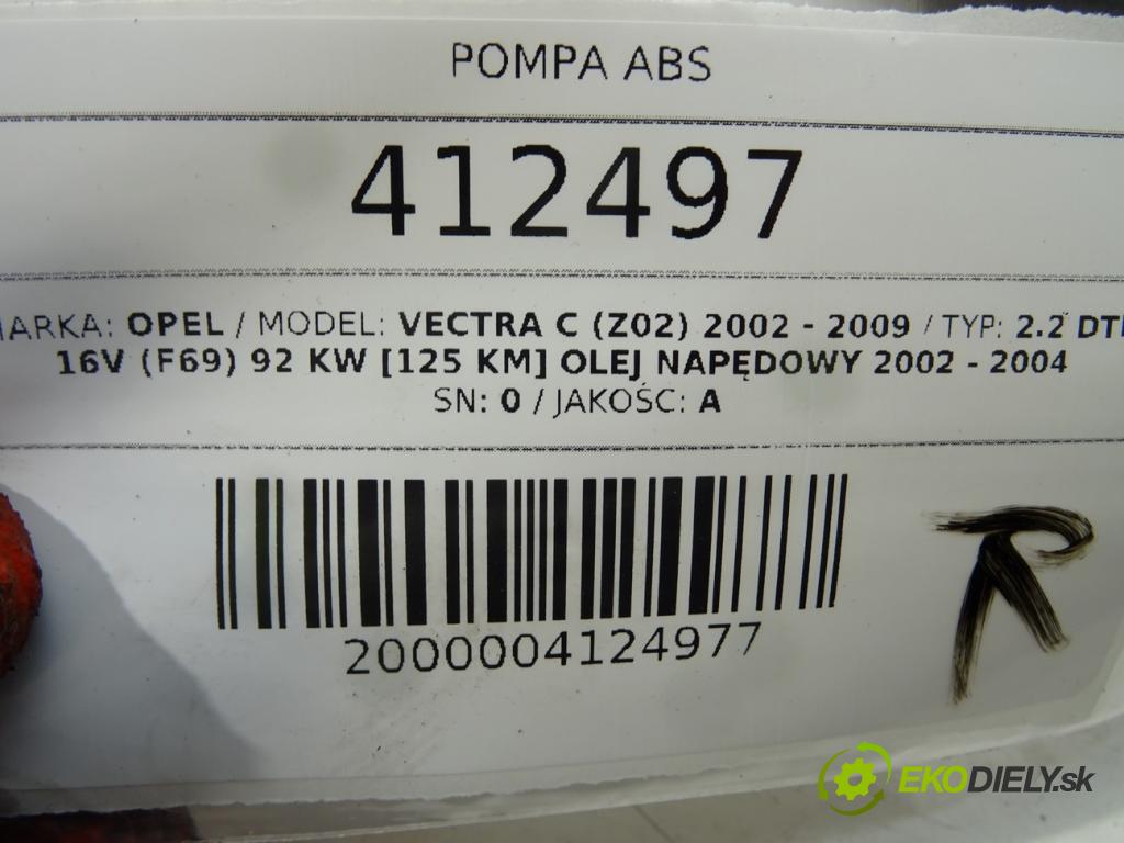 OPEL VECTRA C (Z02) 2002 - 2009    2.2 DTI 16V (F69) 92 kW [125 KM] olej napędowy 200  Pumpa ABS 13664001 (Pumpy ABS)