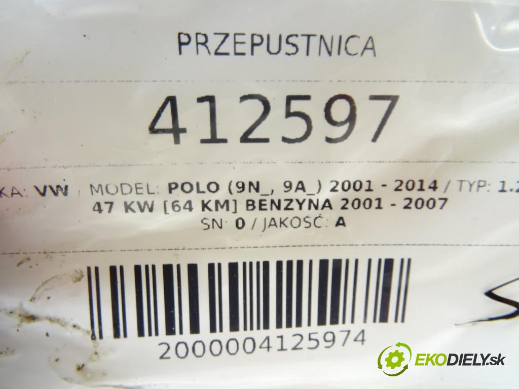 VW POLO (9N_, 9A_) 2001 - 2014    1.2 12V 47 kW [64 KM] benzyna 2001 - 2007  Škrtiaca klapka 03C133062B (Škrtiace klapky)