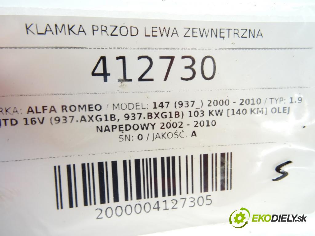 ALFA ROMEO 147 (937_) 2000 - 2010    1.9 JTD 16V (937.AXG1B, 937.BXG1B) 103 kW [140 KM]  Kľučka predný ľavá strana vonkajšia  (Vonkajšie predné ľavé)