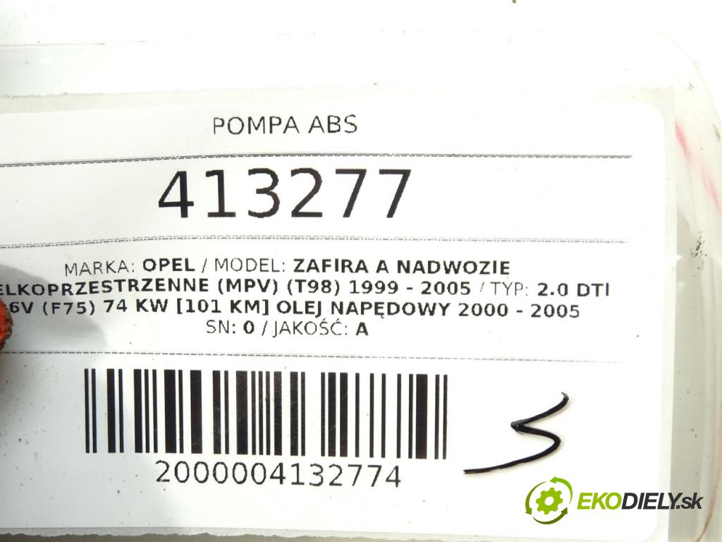 OPEL ZAFIRA A nadwozie wielkoprzestrzenne (MPV) (T98) 1999 - 2005    2.0 DTI 16V (F75) 74 kW [101 KM] olej napędowy 200  Pumpa ABS 0265216651 (Pumpy ABS)