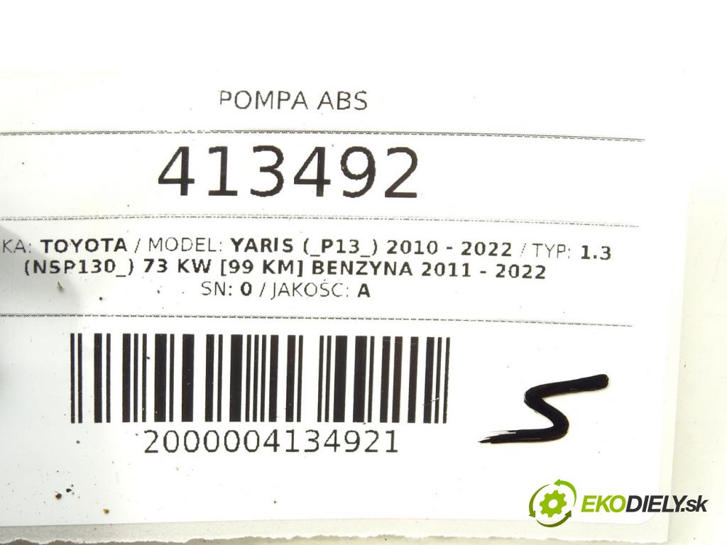 TOYOTA YARIS (_P13_) 2010 - 2022    1.3 (NSP130_) 73 kW [99 KM] benzyna 2011 - 2022  Pumpa ABS 44540-0D110 (Pumpy ABS)