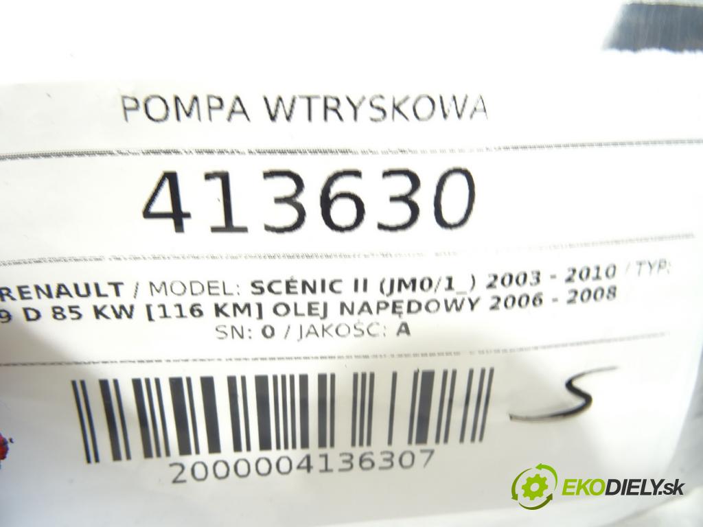 RENAULT SCÉNIC II (JM0/1_) 2003 - 2010    1.9 D 85 kW [116 KM] olej napędowy 2006 - 2008  Pumpa vstrekovacia 8200108225 (Vstrekovacie čerpadlá)