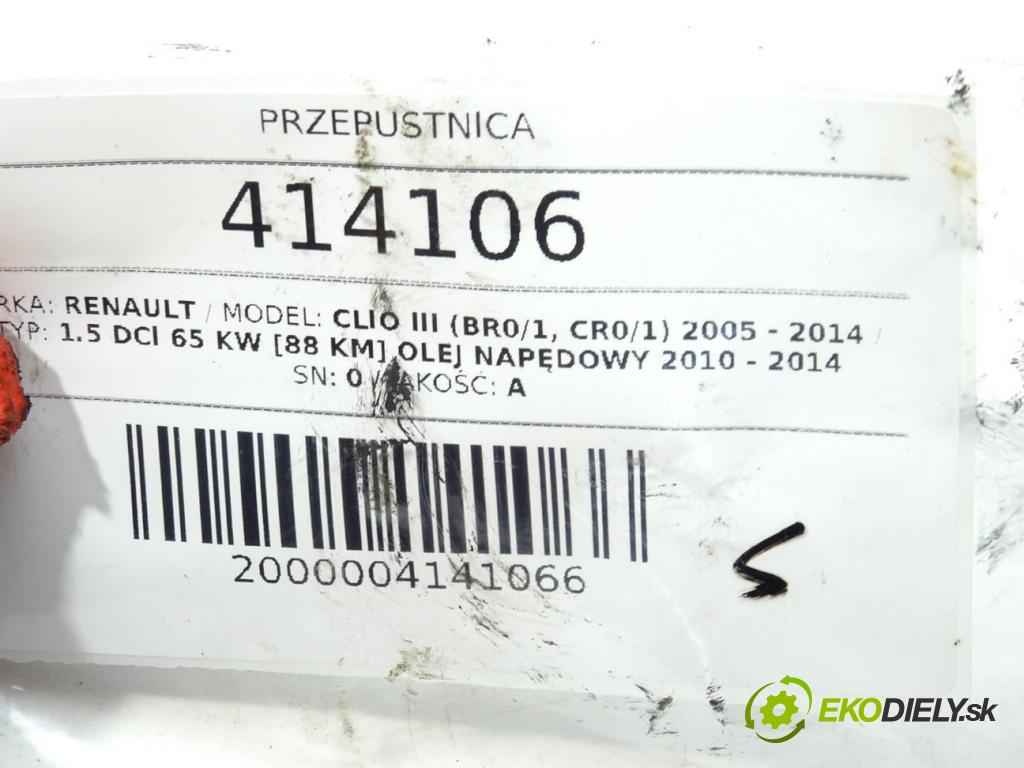 RENAULT CLIO III (BR0/1, CR0/1) 2005 - 2014    1.5 dCi 65 kW [88 KM] olej napędowy 2010 - 2014  Škrtiaca klapka 8200614985 (Škrtiace klapky)