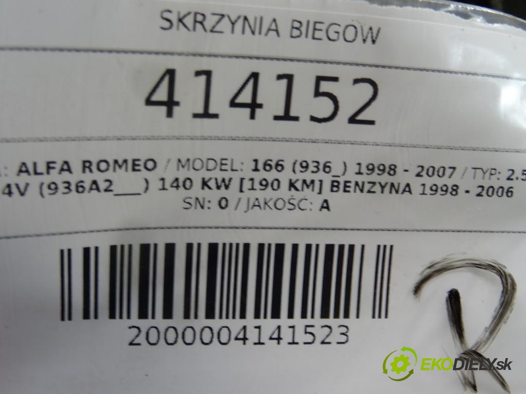 ALFA ROMEO 166 (936_) 1998 - 2007    2.5 V6 24V (936A2___) 140 kW [190 KM] benzyna 1998  převodovka 77758390 (Převodovky)