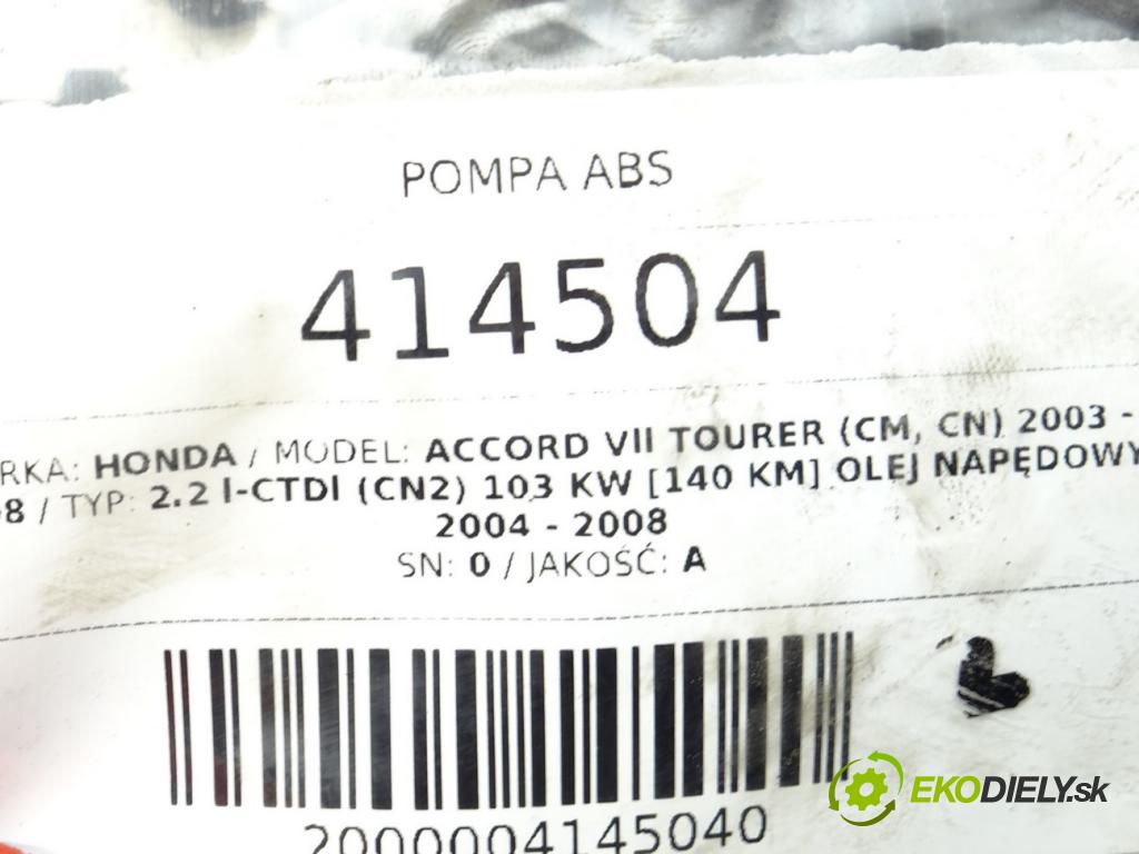 HONDA ACCORD VII Tourer (CM, CN) 2003 - 2008    2.2 i-CTDi (CN2) 103 kW [140 KM] olej napędowy 200  Pumpa ABS 06.2109-0208.3 (Pumpy ABS)