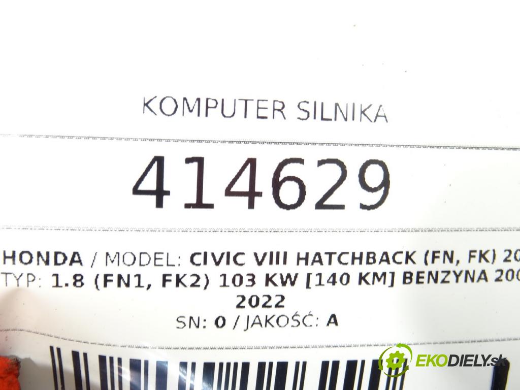 HONDA CIVIC VIII Hatchback (FN, FK) 2005 - 2022    1.8 (FN1, FK2) 103 kW [140 KM] benzyna 2005 - 2022  riadiaca jednotka Motor 37820-RSA-G33 (Riadiace jednotky)