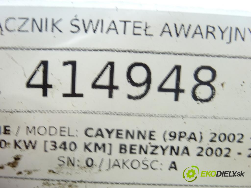 PORSCHE CAYENNE (9PA) 2002 - 2010    S 4.5 250 kW [340 KM] benzyna 2002 - 2007  Spínač svetiel výstražných (núdzových) 7L5953235A (Prepínače, spínače, tlačidlá a ovládače kúrenia)